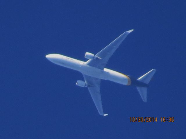 BOEING 767-300 (N357UP) - UPS flight 2920 from SDF to SAN over Baxter Springs Kansas (78KS) at 36,000 feet.