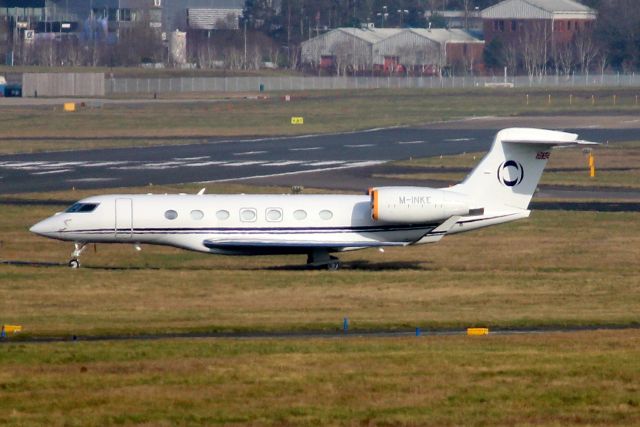 GULFSTREAM AEROSPACE G-7 Gulfstream G600 (M-INKE) - Under tow from the South apron on 17-Feb-25.