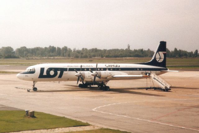 Ilyushin Zebra (SP-LSG) - Seen here on 25-Aug-90.br /br /With LOT from Dec-65 to Jul-91 when it became LZ-BEZ then EL-ADY, EL-ARK, 3C-KKR, UN-75002 and UP-I1802.