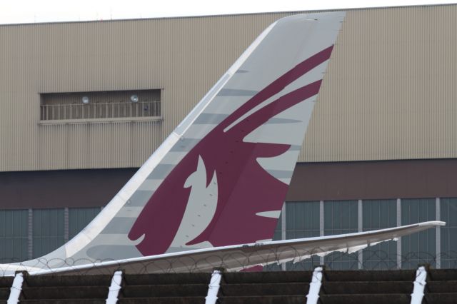 Boeing 787-8 — - Qatar Airways, B787-800, parked at British Airways Maintenance Base. Sheets of ice can be seen slowly sliding of the trailing edge of the wing, from the recent cold snap.