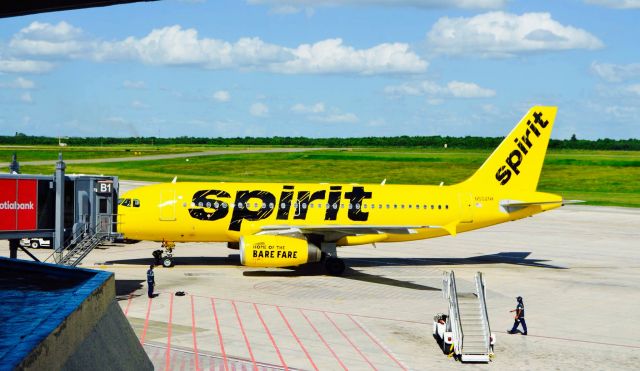 Airbus A319 (N502NK) - Spirit taxing to the gate, at the MDSD airport!