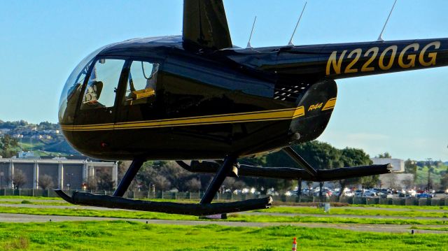 Robinson R-44 (N220GG) - Locally-based Robinson R44 II taxing back to its hangar at Reid Hilview.