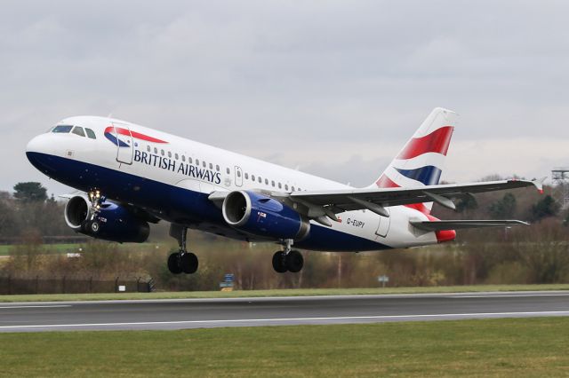 Airbus A319 (G-EUPY) - BA1389 on the way to Heathrow