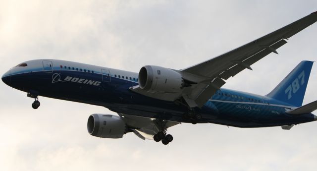 N787BA — - Boeing 787 landing after test flight 1-9-10.