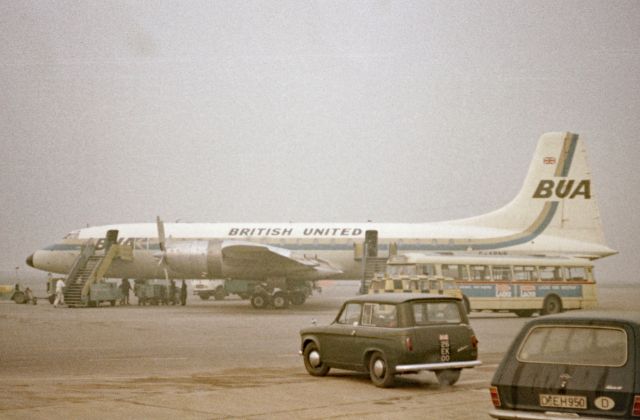 G-APNB — - BUA Britannia on a foggy day in 1968 at Düsseldorf (EDDL)