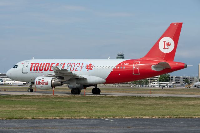 Airbus A319 (C-GBIK) - Chartered by the Liberal Party of Canada for their 2021 general election campaign. 