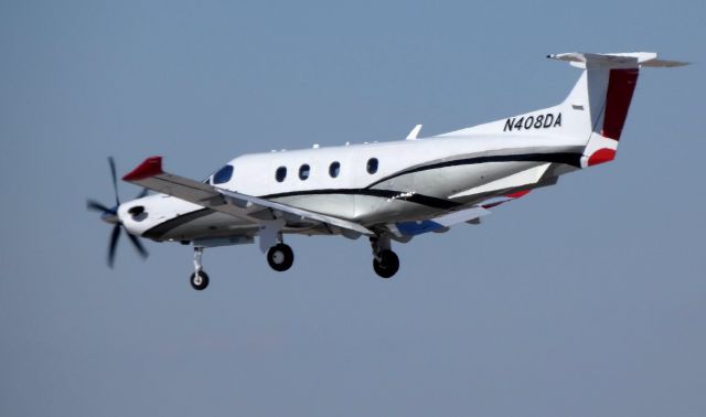 Pilatus PC-12 (N408DA) - On final is this 2016 Pilatus PC12/47E Turbo Prop in the Winter of 2019.