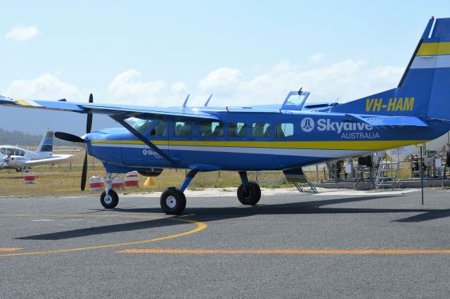 Cessna Caravan (VH-HAM) - Skydive the Beach Super caravan (note the garrett engine and 4 blade prop) at Flinders Island, March 2017