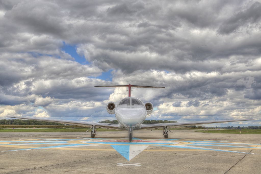 Cessna Citation CJ3 (N443PW) - Front view of N443PW on ramp at TTF