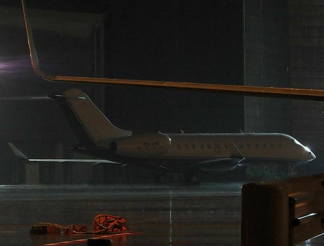Bombardier Global 5000 (9H-ARE) - I took this picture on Jul 28, 2018 early dawnbr /This picture was taken during the wind and rain of the typhoon No. 12 coming down.