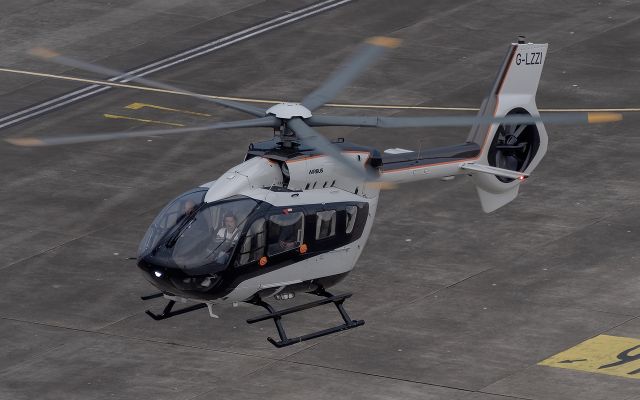 KAWASAKI EC-145 (G-LZZI) - G-LZZI hover taxing to Gama Aviation ramp on the 13/Dec/2024