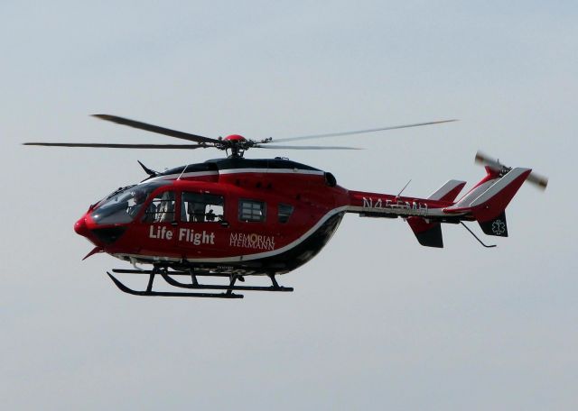 KAWASAKI EC-145 (N455MH) - Departing Metro Aviation/Downtown Shreveport heading back to Houston.