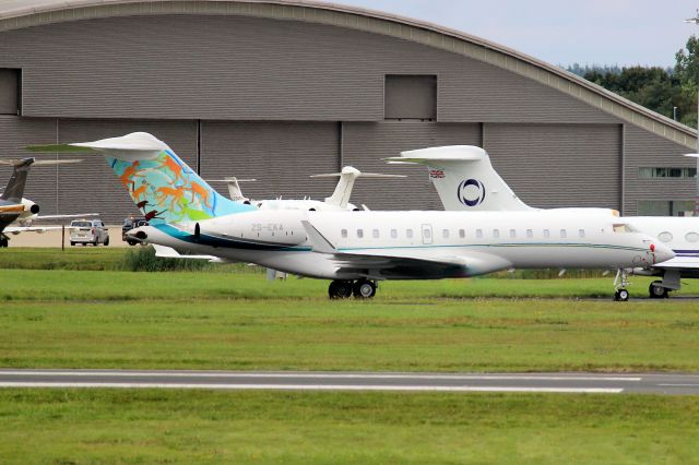 Bombardier Global Express (ZS-EKA) - Fireblade Aviation Global 6500 parked on the Delta ramp on 17-Sep-21 prior to departing for LIMC as OPM7.