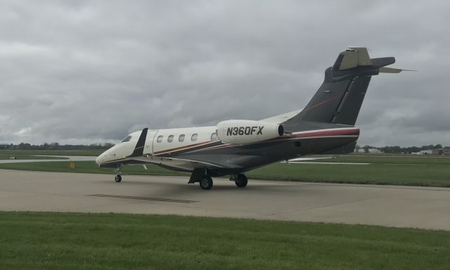 Embraer Phenom 300 (N360FX) - LXJ360, taxing past on it’s whatever to the terminal after arriving from Rochester Intl’. 10/12/21. 