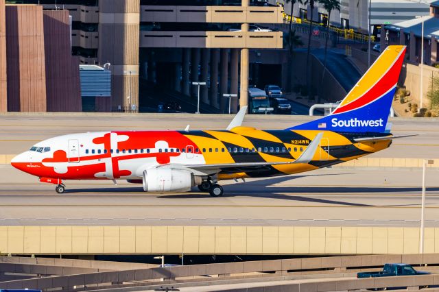 Boeing 737-700 (N214WN) - Southwest Airlines 737-700 in Maryland One special livery taxiing at PHX on 11/28/22. Taken with a Canon 850D and Tamron 70-200 G2 lens.