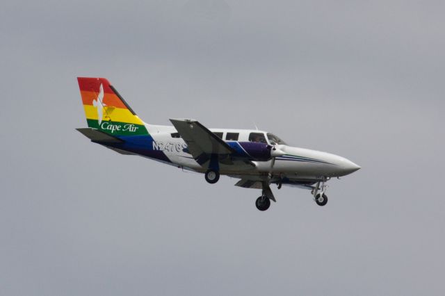 Cessna 402 (N247GS) - Cape Air special pride livery arrival to Boston Logan June 16, 2022.