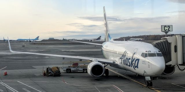 Boeing 737-700 (N613AS) - From main terminal, Anchorage International Airport