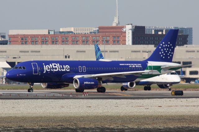 Airbus A320 (N531JL) - Jetblue in special livery honoring the NYC Police Department departing Boston Logan in June 2017. 