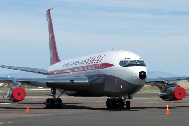 Boeing 707-100 (N707JT) - March 6, 2009: John Travoltas beautiful Jett Clipper Ella parked at DVT.