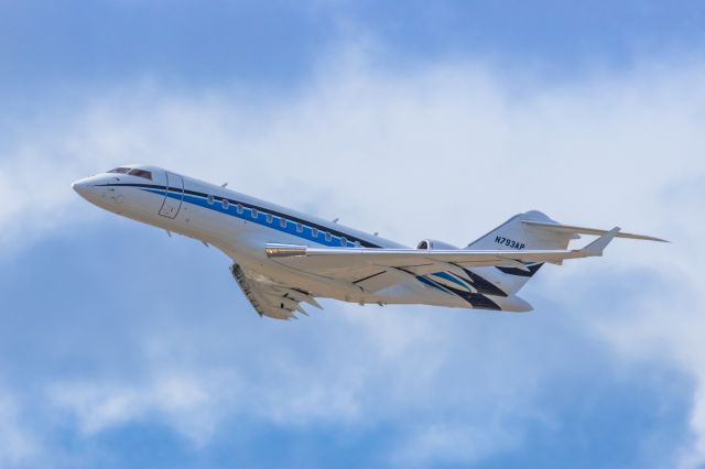 Bombardier Global 5000 (N793AP) - A Bombardier Global 5000 taking off from PHX on 2/13/23, the busiest day in PHX history, during the Super Bowl rush. Taken with a Canon R7 and Canon EF 100-400 II L lens.