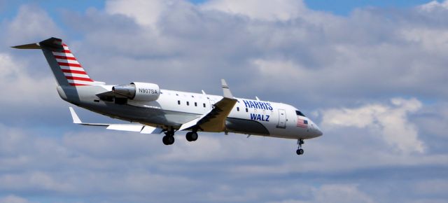 Canadair Regional Jet CRJ-200 (N907SA) - This 2004 Tristate Charter Mitsubishi Canadair Regional Jet 200ER is about to touch down in the Autumn of 2024.