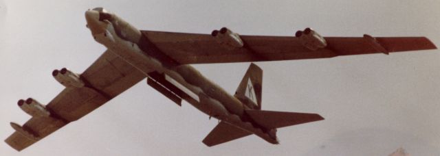 Boeing B-52 Stratofortress (58-0189) - Bombs away!  Simulated bomb run/crew practice for Giant Strike X bombing competition.  May 1980.  8th Air Force, 379th Bomb Wing, Wurtsmith AFB, Michigan.