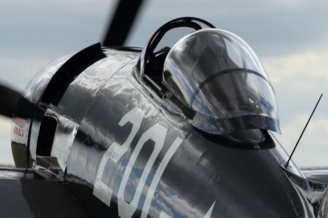 — — - Close up view of the canopy, as aircraft performs an engine run up.