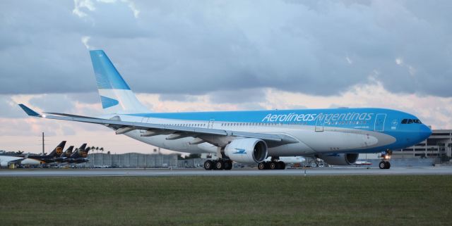 Airbus A330-200 (LV-FNJ) - Waiting for the green light to depart from MIA on the evening of the 30th of September, 2018.