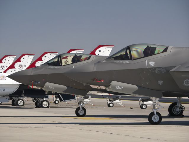 Lockheed F-35C — - F-35 Demo Team line up at Aviation Nation 2019.