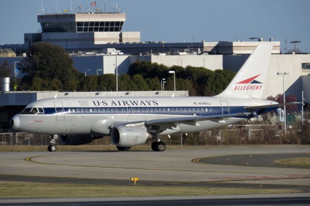 Airbus A319 (N745VJ) - US Airways A319 "Allegheny Heritage" 2/22/14