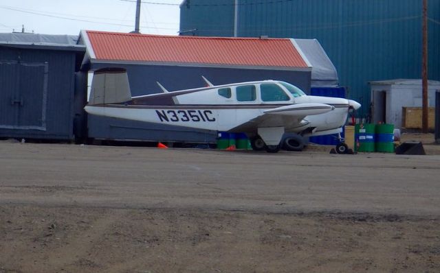 Beechcraft Bonanza (36) (N3351C) - Nice weather in Iqaluit, Nunavut today. It was a great surprise to see this tiny plane today. 