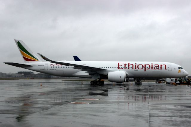 Airbus A350-900 (ET-AUC) - Parked on Stand 256 on 7-Dec-17 prior to operating flight ETH701 to HAAB.