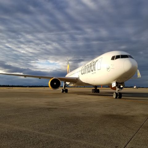 BOEING 767-300 (D-ABOU) - Clean ramp, nice sky makes the plane look like an RC, until it gets closer