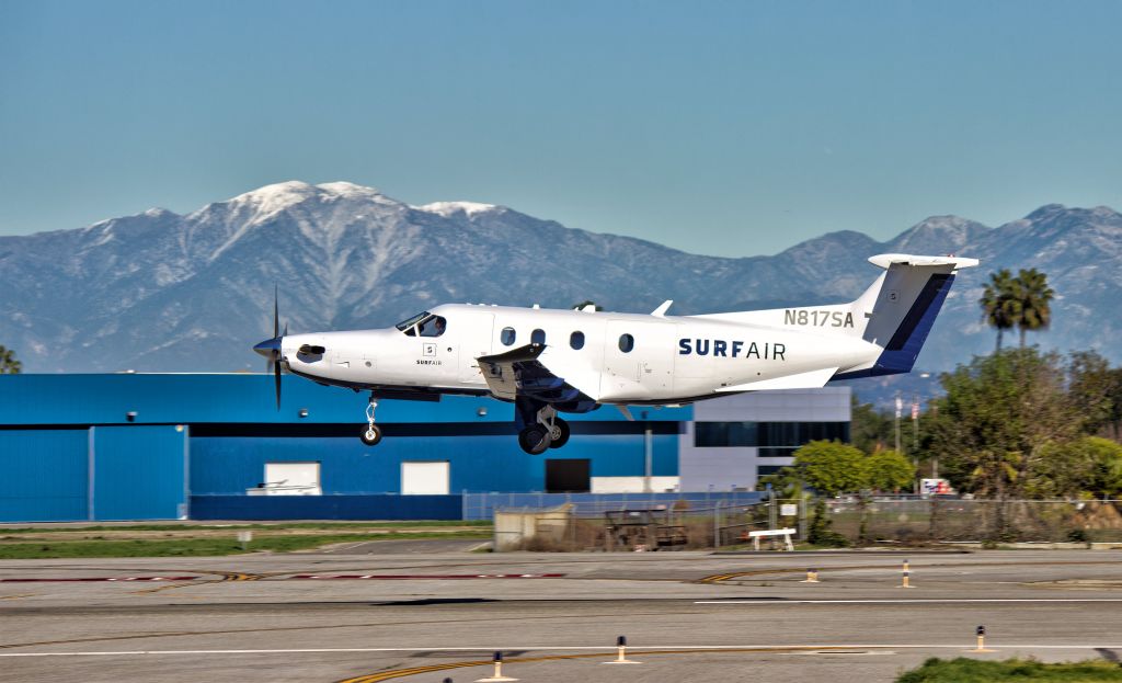 Pilatus PC-12 (N817SA) - One of Surf Airs new Pilatus PC-12s (N817SA) landing at KLGB.