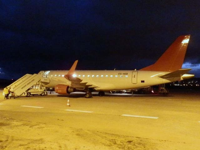 Embraer 170/175 (ES-AEB) - 12 déc 2014 - charter flight from BHX for leicester rugby team playing at Toulon for H cup