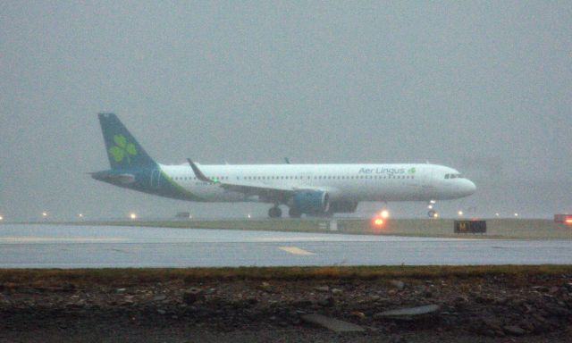 Airbus A321neo (EI-LRA) - I believe this is the first time for Aer Lingus A321 Neo to BOS on 10/27/19 arriving from Shannon in a heavy rain storm. 