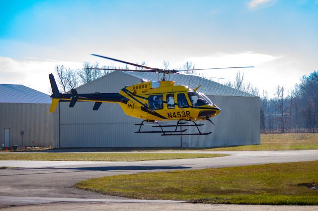 Bell 407 (N453R) - Lifting off from the new PHI Indiana 7 Base at IMS