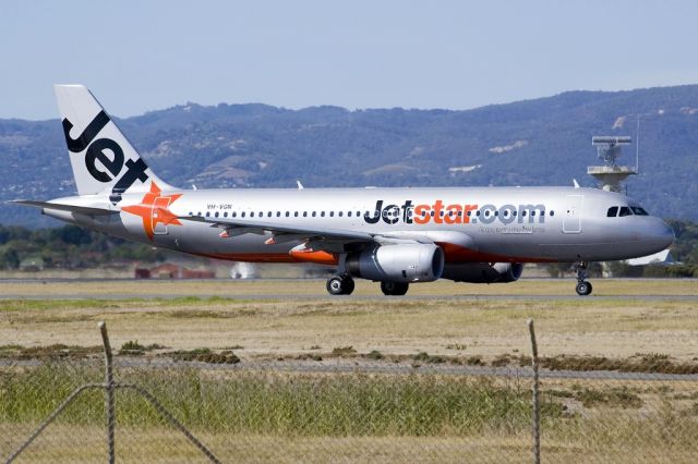 Airbus A320 (VH-VGN) - On taxi-way heading for take off on runway 05. Friday, 19th April 2013.