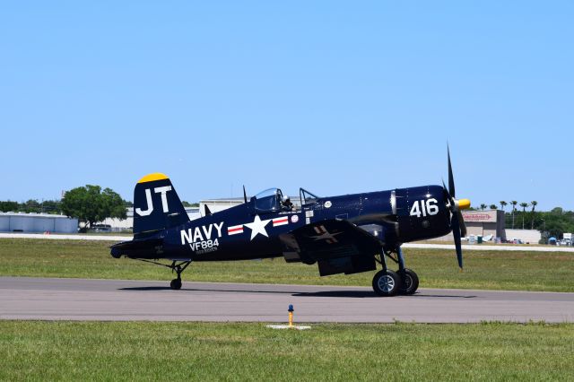 VOUGHT-SIKORSKY V-166 Corsair (N713JT) - Chance-Vought F4U4 Corsair C/N 9297 taxiing at Sun n Fun 2017 8APR17