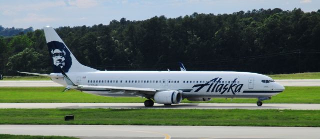Boeing 737-900 (N483AS) - Alaska strolling along on a cloudy day at RDU.  5/28/17