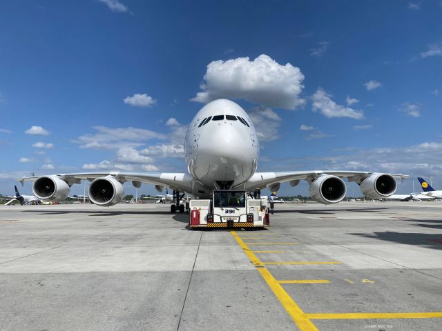 Airbus A380-800 (D-AIMK) - Mike Kilo ready for flight to BOS.