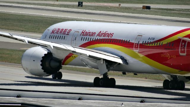 Boeing 787-8 (B-2728) - B-2728 Hainan Airlines Boeing 787-8 Dreamliner - cn 34938 / ln 73br /First Flight * Oct 2012br /Age 2.7 Yearsbr /2015-06-19 HU7990 San Jose (SJC) Beijing (PEK) 14:26-->Estimated 16:40