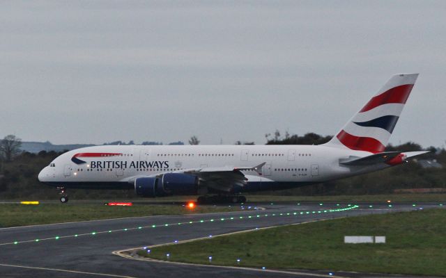 Airbus A380-800 (G-XLEK) - ba a380 g-xlek landing at shannon for training 28/10/16.