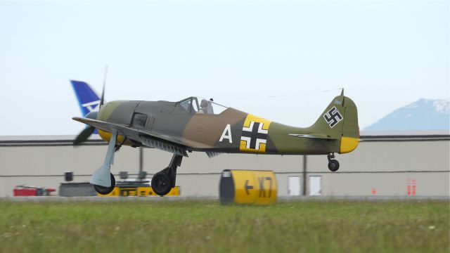 FOUR WINDS 192 (N19027) - Flying Heritage Collections Focke-Wulf FW 190-A5 (WkNr 151227) touching down on runway 34L on 6/15/12.