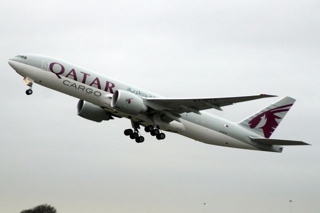 Boeing 777-200 (A7-BTA) - Airborne off rwy 27R on 28-Feb-24 operating flight QTR8292 to OTHH via LFSB.