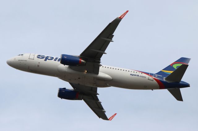 Airbus A320 (N628NK) - NKS 535 climbing out from RWY 24L on 2 Apr 2019.