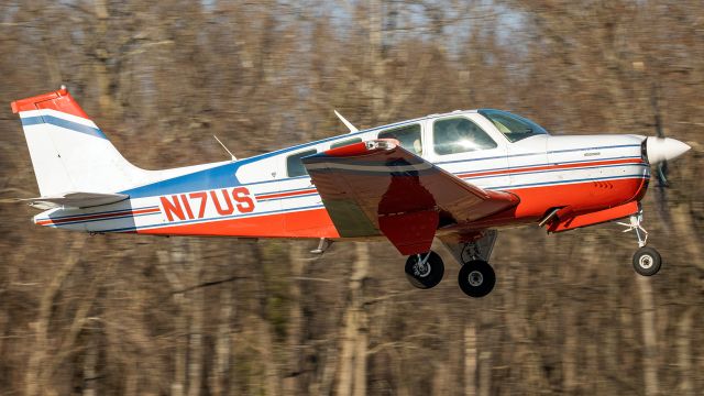 Beechcraft Bonanza (36) (N17US) - N17US zooming out of College Park Airport's runway 15 for a flight back to Quakertown