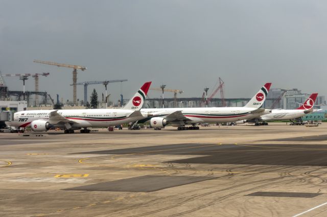 Boeing 787-8 (S2-AJV) - 5th June, 2022: Line-up of wide bodies at Dhaka's Zia International Airport which is undergoing a major infrastructure upgrade including runway and taxiway expansions and construction of new cargo, civil and general aviation terminals.