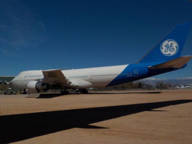 BOEING 747-100 (N747GE) - The first GE flying engine testbed, a Boeing 747-100, at the Pima Air & Space Museum in Tucson, AZ. The current GE testbed is a 747-8.br /br /Photo taken on Feb 24, 2022 at 10:53 MST