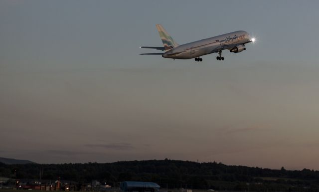 BOEING 767-300 (CS-TLZ) - EuroAtlantic Cargo leaving Edinburgh on a Summer evening